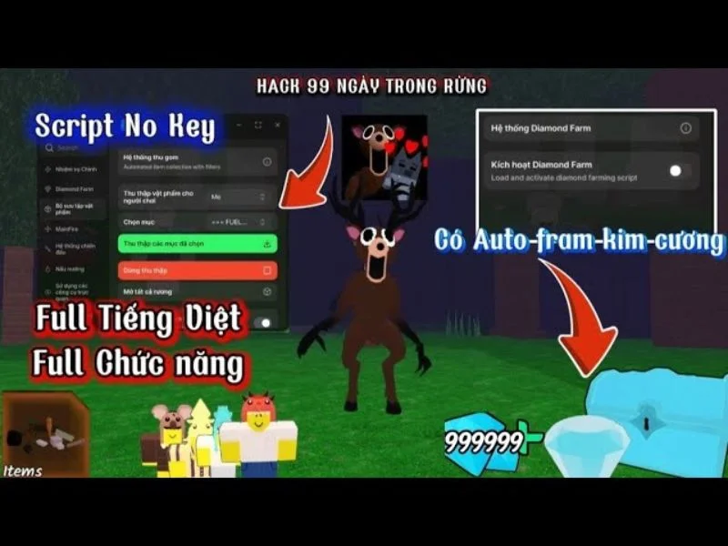 Hack 99 Night In The Forest No Key không cần nhập key hay vượt link